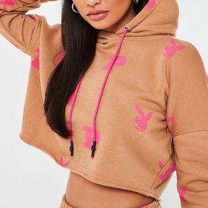 Playboy x Missguided Camel Crop Hoodie